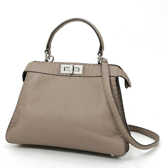 FENDI Handbags - Fendi Peekaboo I See You Medium 8BN321 Selleria Leather Grey (Greige)